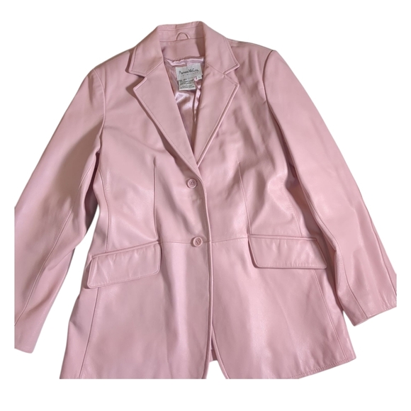 Pamela McCoy Blush Baby Pink Leather Blazer Jacket SZ Large Lk New! - Picture 7 of 7